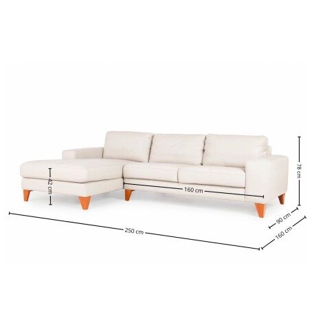 Rinconera Ambar - Cuero Básico - Chaise izquierdo Off White - (Preventa)