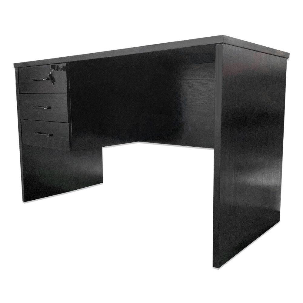 Escritorio MDF reforzado 3 cajones con llave Negro