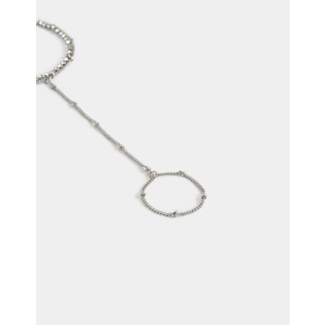 Pulsera Flexible Con Anillo Unido Plateado