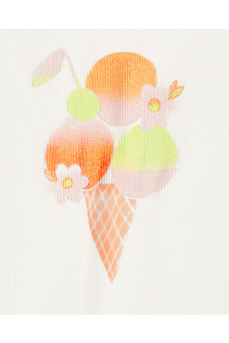 Musculosa de algodón, con mangas onduladas y estampa helado Sin color