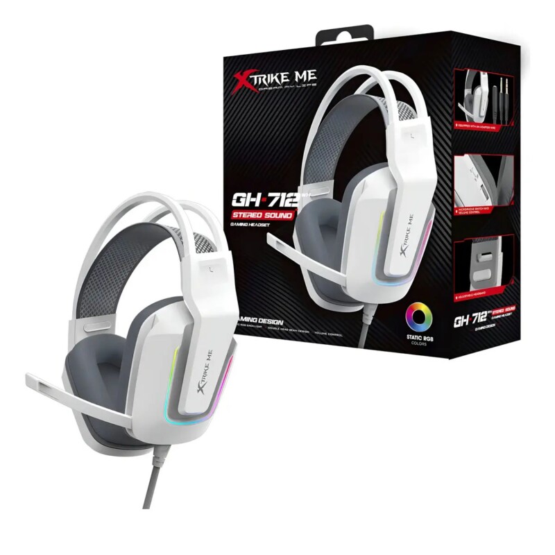 Auriculares Gamer Xtrike Me Rgb Modelo Gh-712 USB Blanco