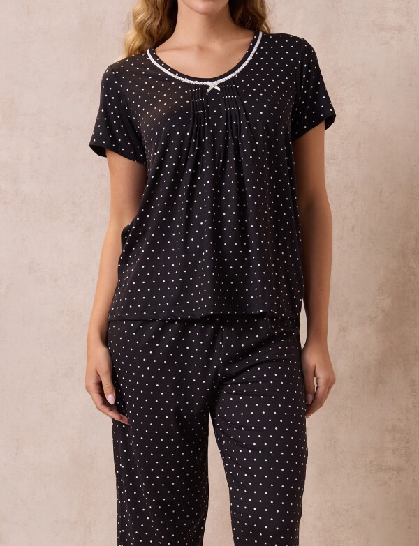 Pijama C/capri NEGRO/BLANCO
