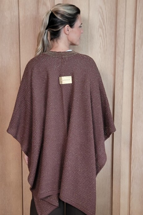 Ruana Samba Chocolate lurex dorado