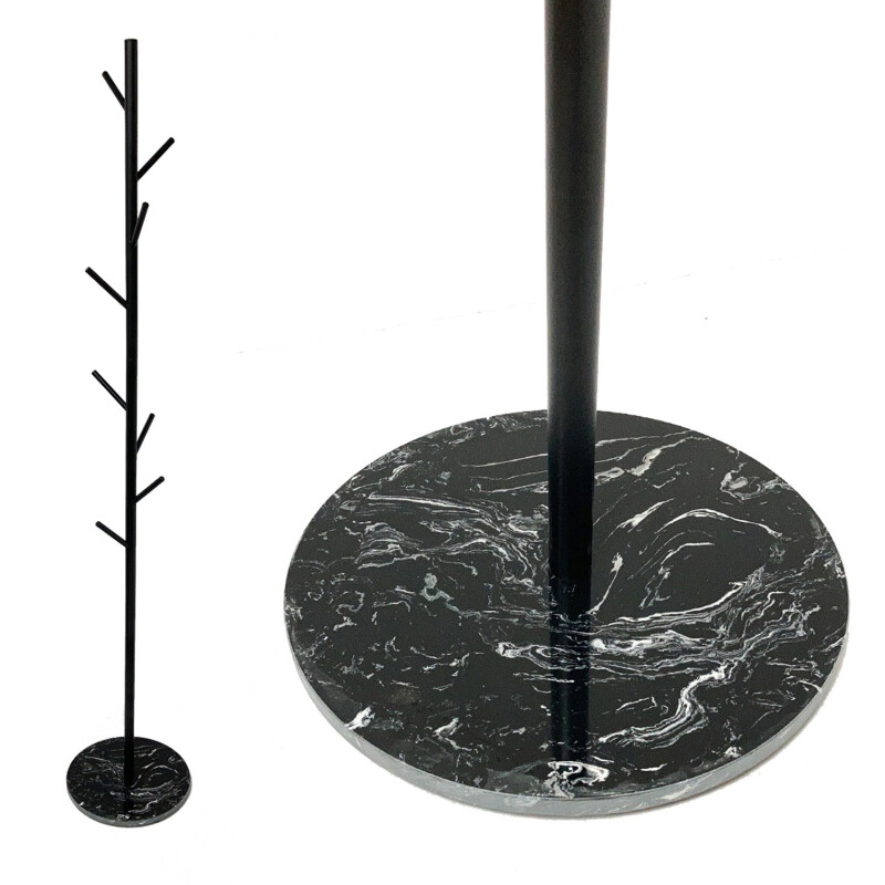 Perchero de Pie 8 Ganchos con Base de Mármol 170x32cm Negro