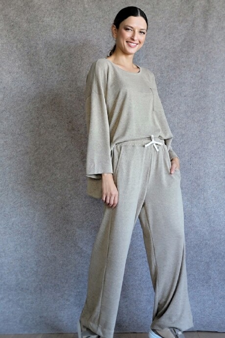 Pantalón Mila Lanilla Beige melange