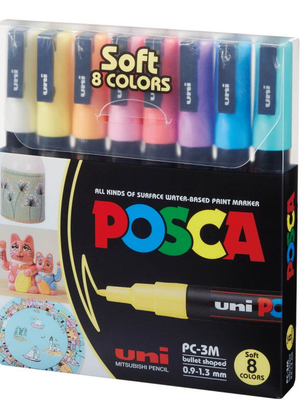SET MARCADOR UNI POCSA 1.3MM 8 UNIDADES COLORES PASTELES N/A