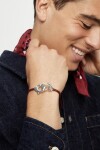 PULSERA DE CUERO ROJO CON MOSQUETÓN ENTRELAZADO BAÑADO EN PLATA Pulsera