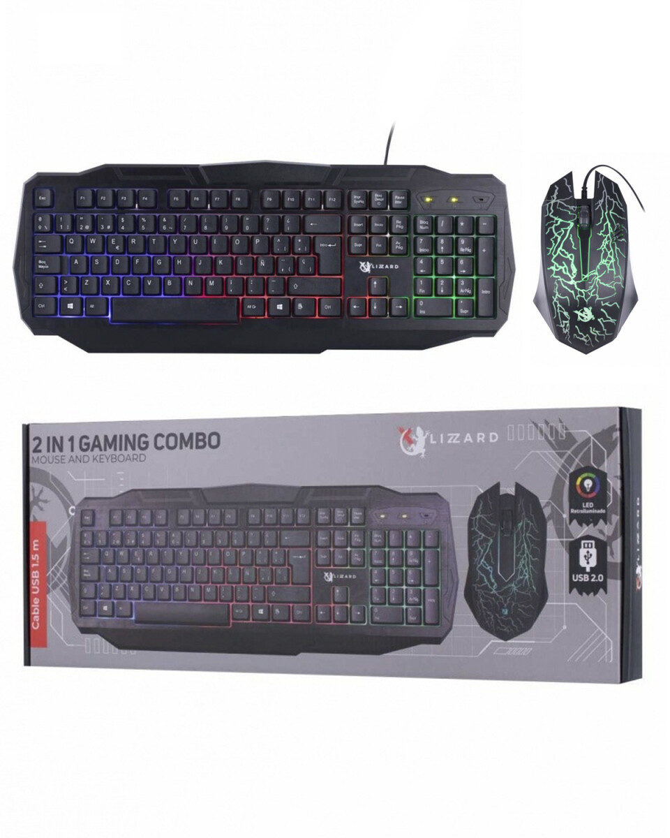 Kit teclado y mouse gamer X-Lizzard RGB y USB - Español 