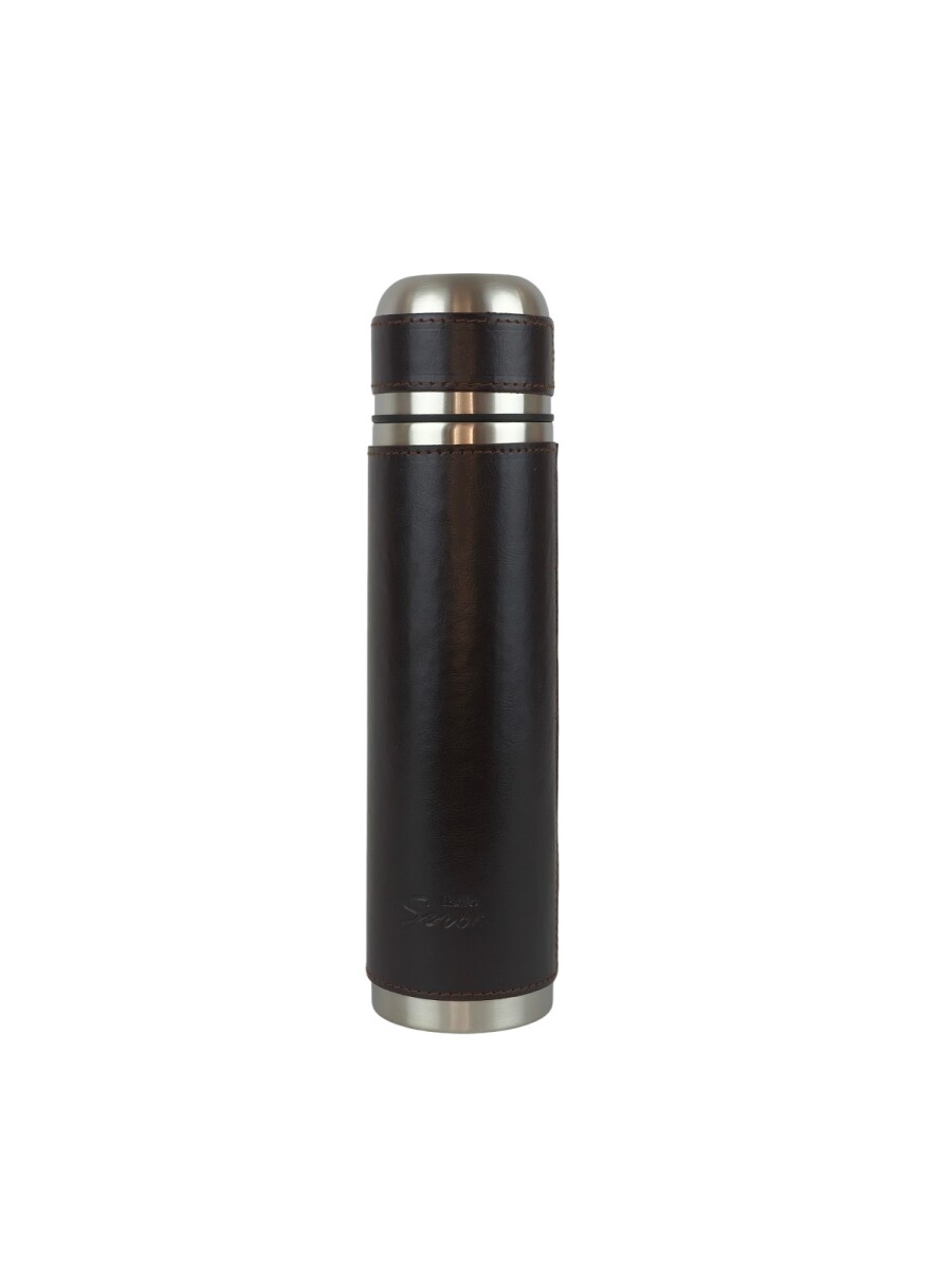Termo de acero forrado - Marron oscuro 