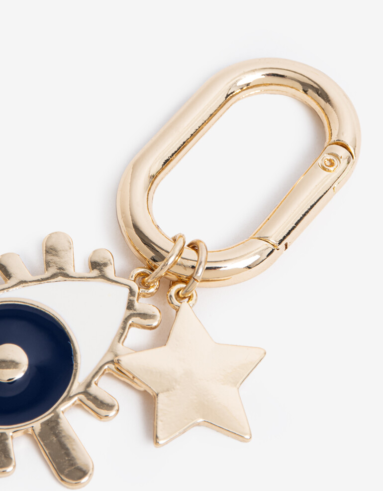 Llavero Metal Llavero Y Bag Charm Metálico De Ojo Místico Y Estrella - Dorado