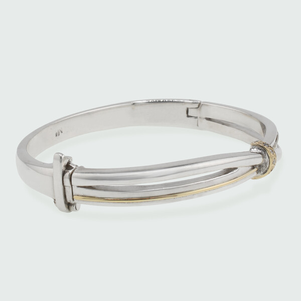 Pulsera Dualidad de MOON en Plata 925 y Oro 18k con brillantes Pulsera Dualidad de MOON en Plata 925 y Oro 18k con brillantes