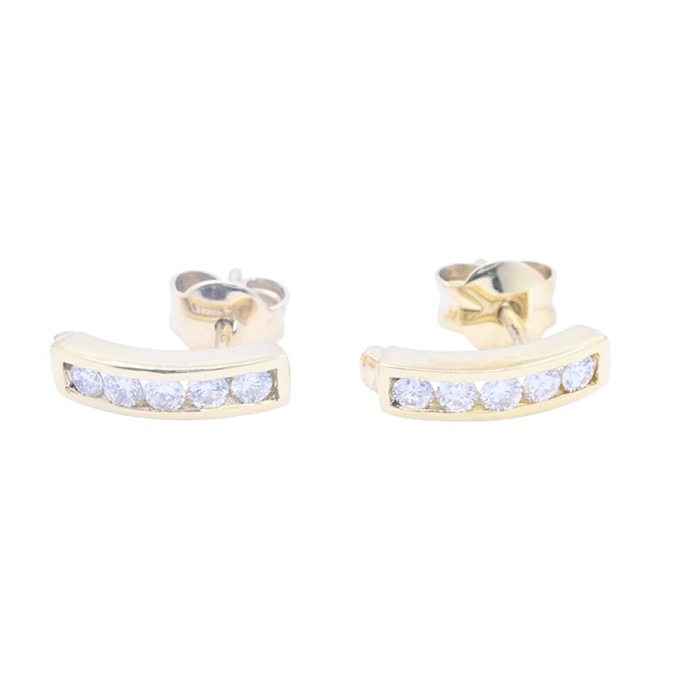 Aros oro 18 k con brillantes engarce carril. Aros oro 18 k con brillantes engarce carril.