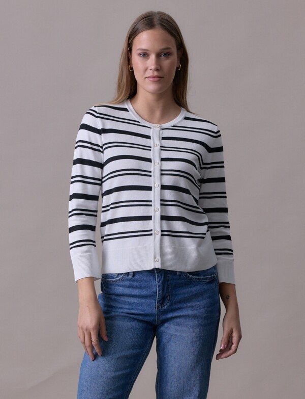 Cardigan Lineas BLANCO/NEGRO