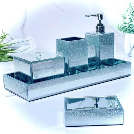 Set Accesorios Baño Espejado 5 Piezas Largo 35cm x Ancho 14cm x Alto 20cm Set Accesorios Baño Espejado 5 Piezas Largo 35cm x Ancho 14cm x Alto 20cm