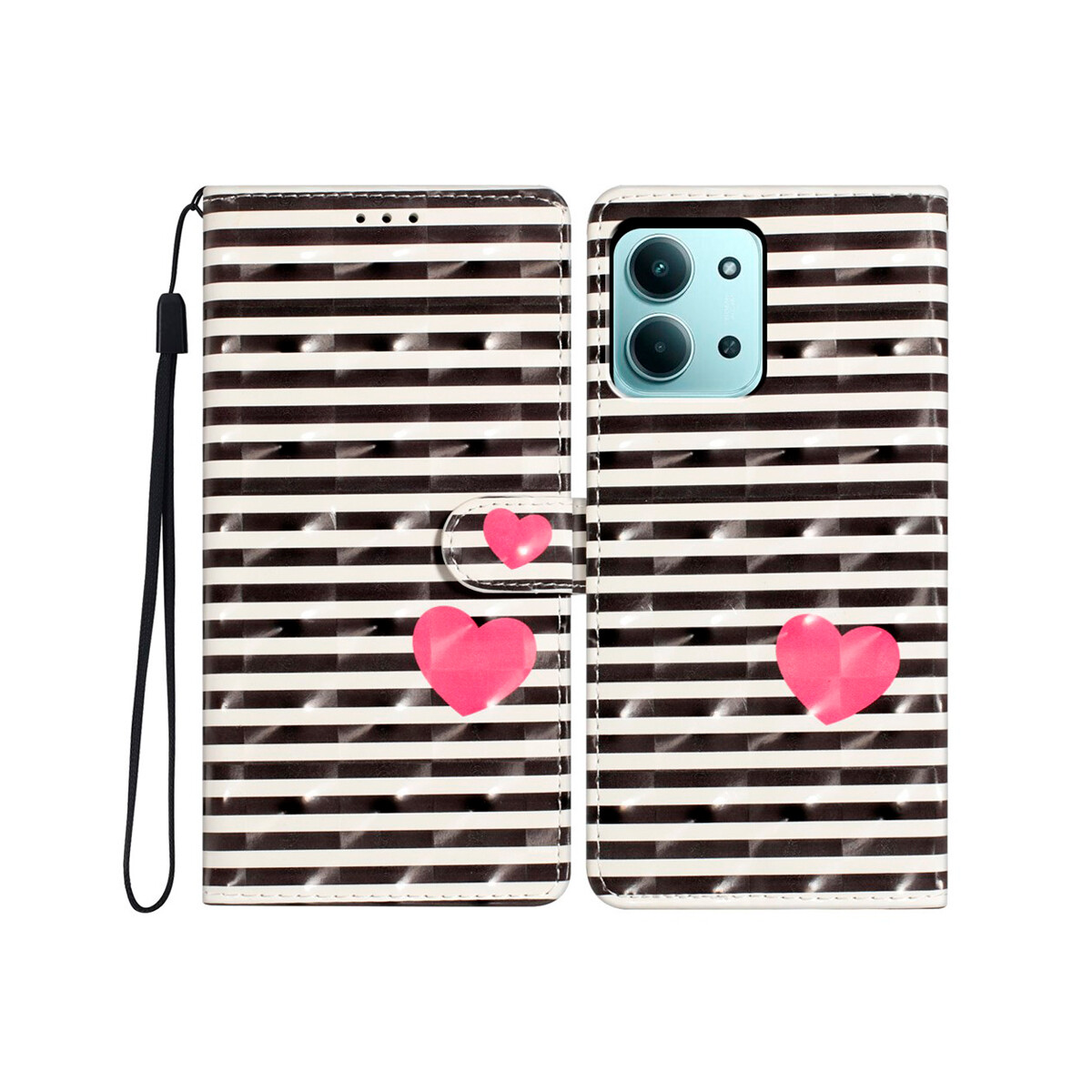 Flip cover para Xiaomi Redmi 15C diseño corazónes 