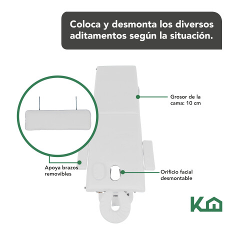 Cama Camilla Masajes Portatil Plegable 2 Secciones Blanco