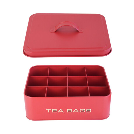 Caja Organizadora Para Te De Metal Con Tapa Y 12 Divisiones Rojo Caja Organizadora Para Te De Metal Con Tapa Y 12 Divisiones Rojo