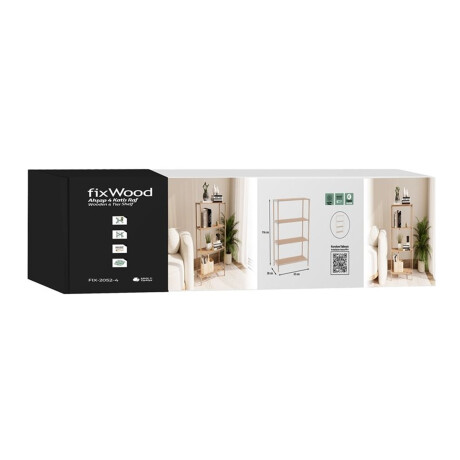 Estantería Organizadora Rack 4 Niveles 116x65x30Cm Madera PP Natural