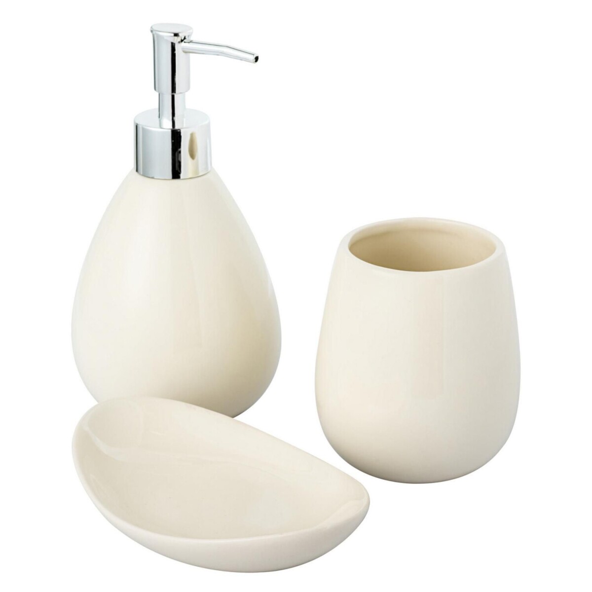 Set de 3 Accesorios para Baño en Cerámica Ivory 