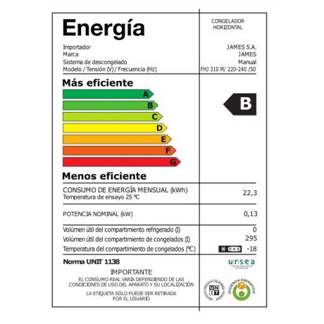 Freezer James Horizontal Frío Húmedo 297 lts FHJ 310 KT Freezer James Horizontal Frío Húmedo 297 lts FHJ 310 KT