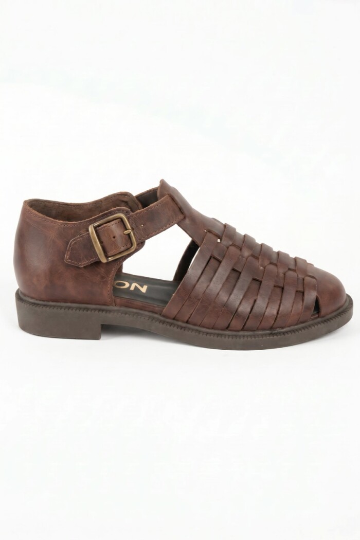 Sandalias Cangrejeras Cuero Chocolate