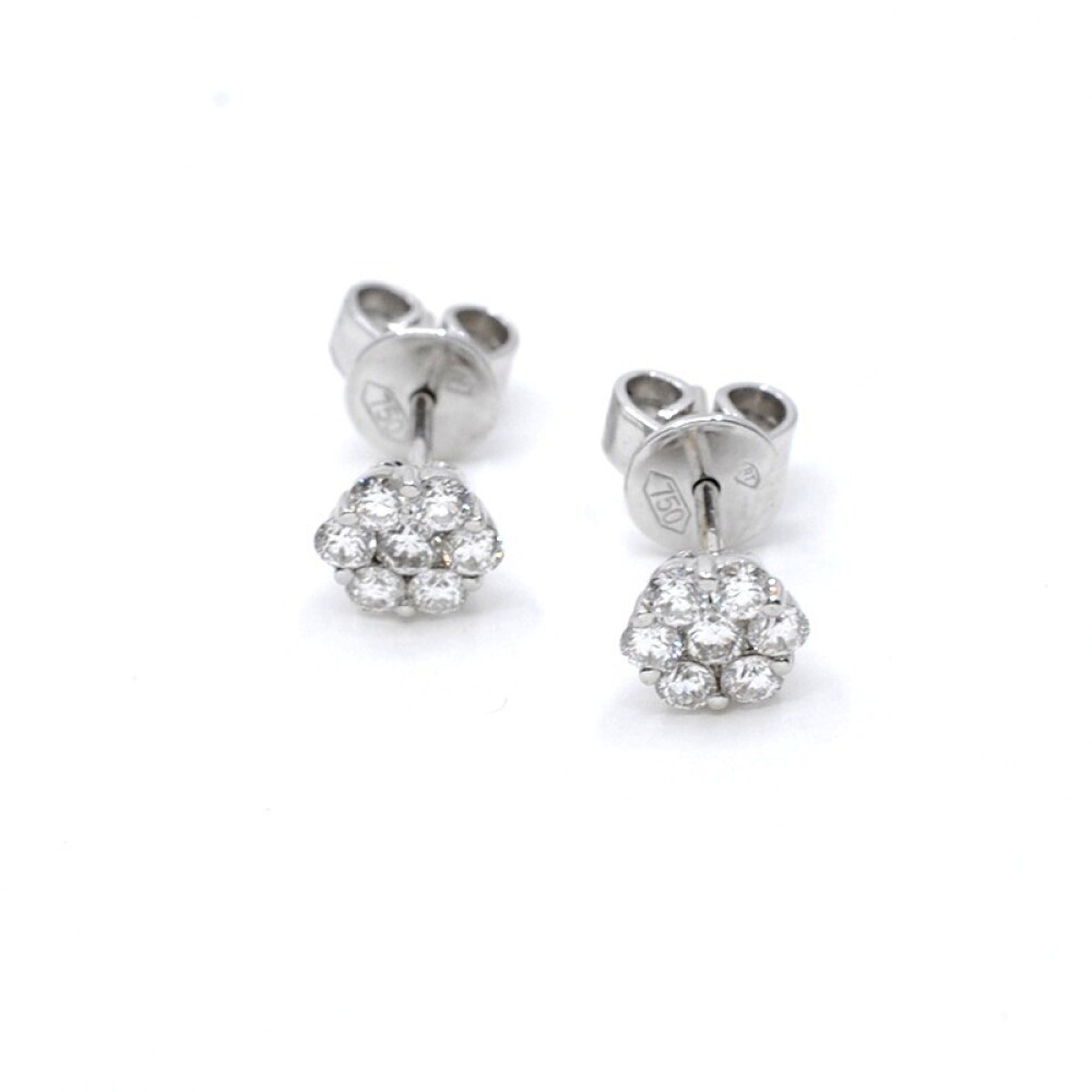 Caravanas En Oro 18K Blanco Y Brillantes Caravanas En Oro 18K Blanco Y Brillantes
