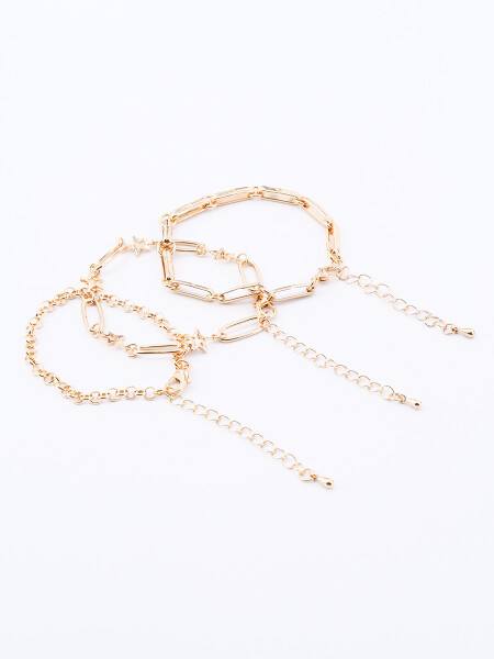 BRAZALETE SET X3 DORADO