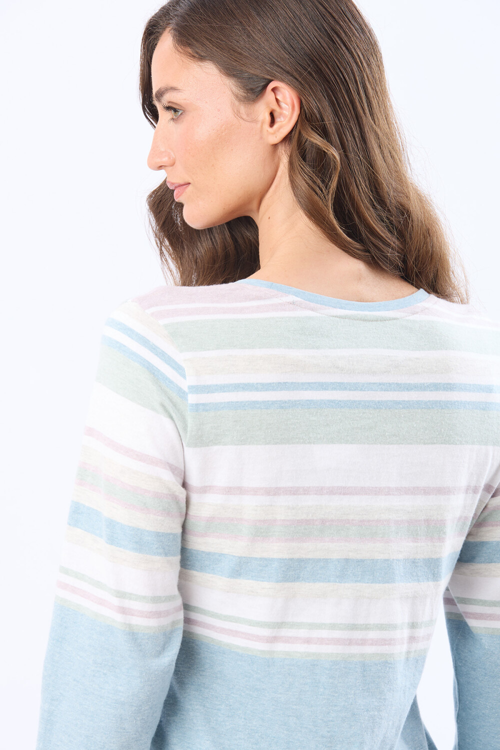 REMERA RAYADA DE ALGODÓN Pistacho