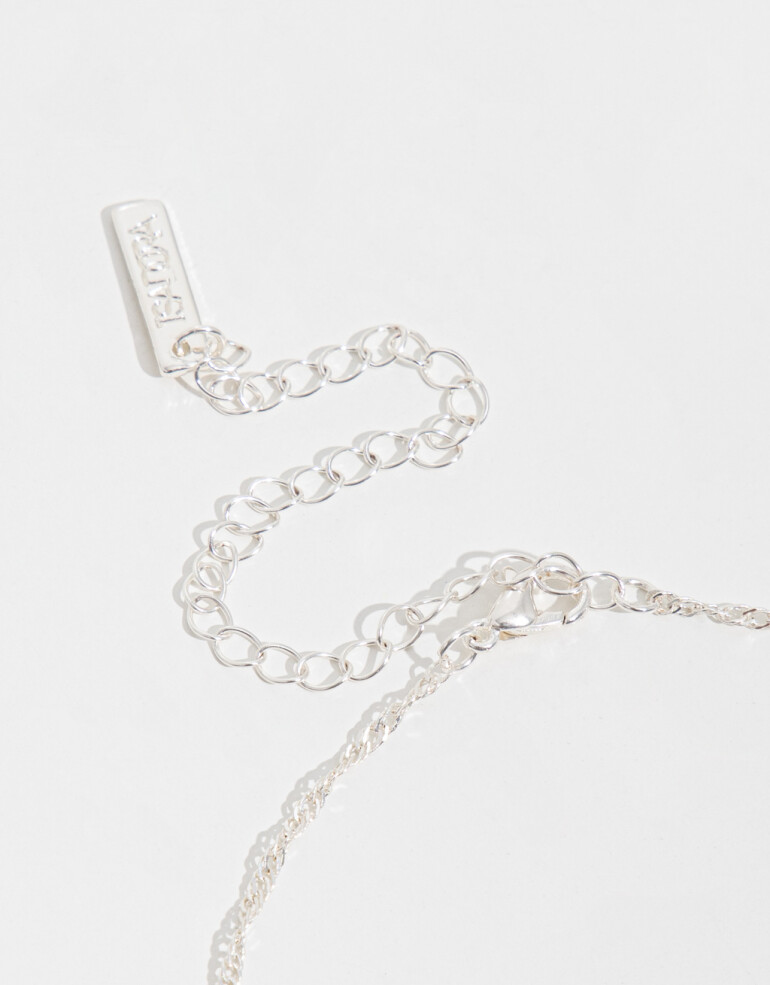 Cadena Corta con Dije Strass Collar Con Dije De Gota - Plateado Rodio