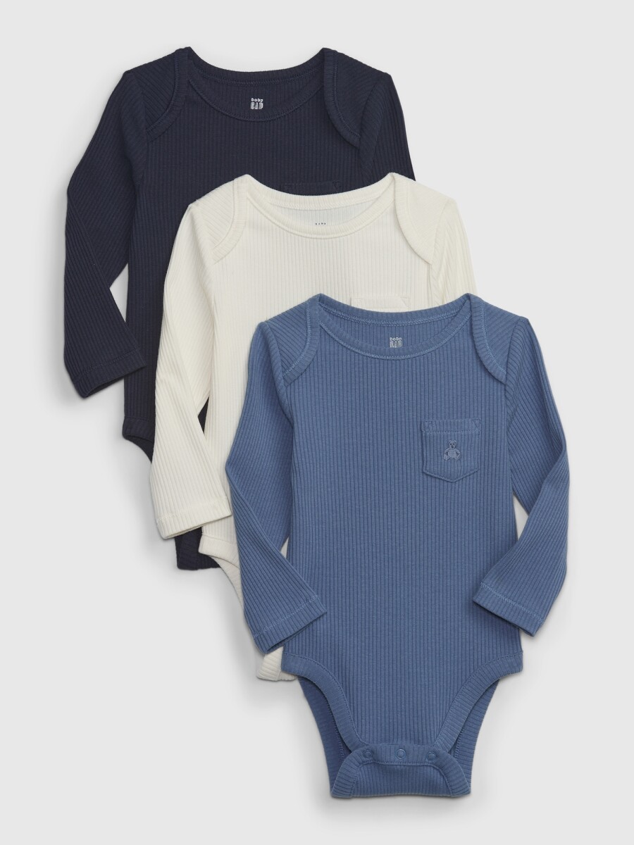 Bodies Pack X3 Manga Larga Bebe - Bainbridge Blue 