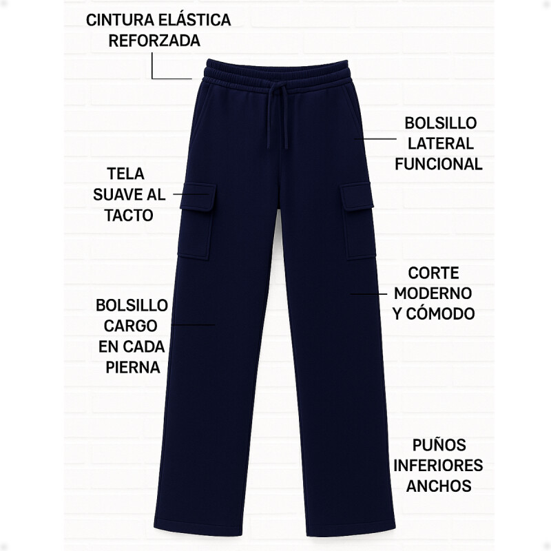 Pantalón Jogging Deportivo Tipo Cargo Azul Navi