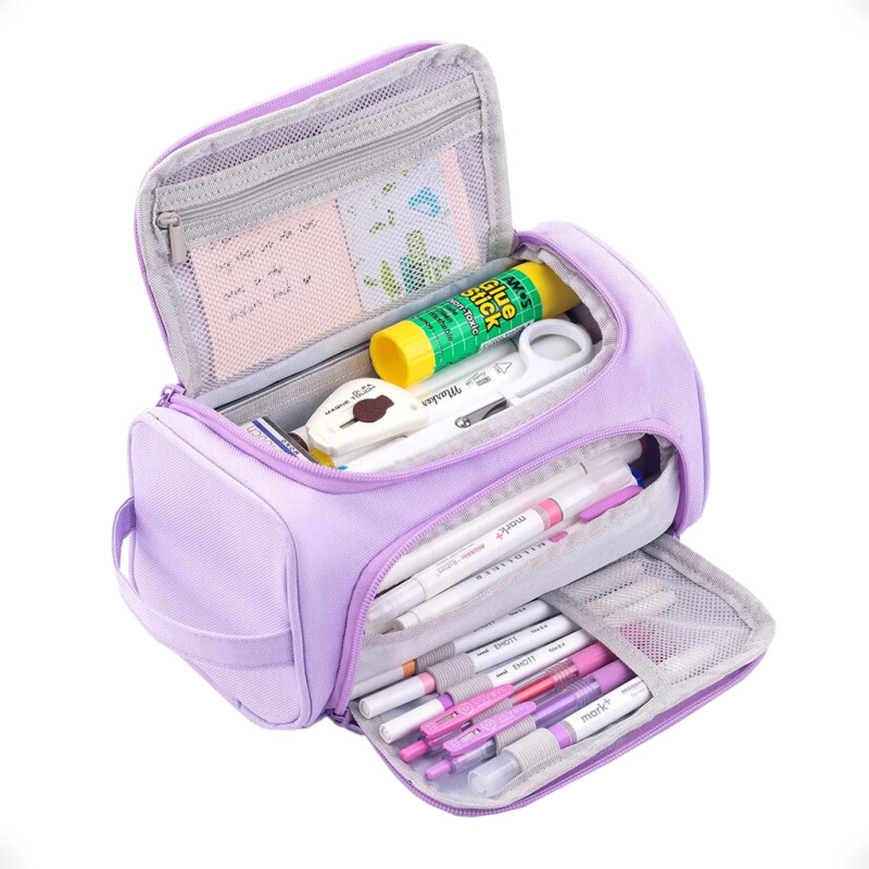 Bolso Cartuchera Gran Capacidad Para Lápices Y Marcadores Lila