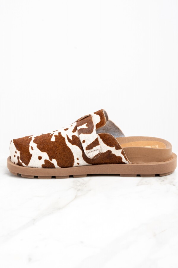 Zueco Animal Print Vaca Marrón
