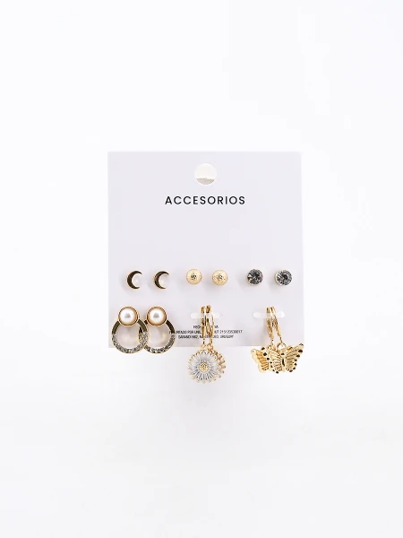 CARAVANAS SET 5 PARES DORADO