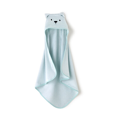 Toalla Bebé con Capucha Teddy 70cm x 70cm CELESTE