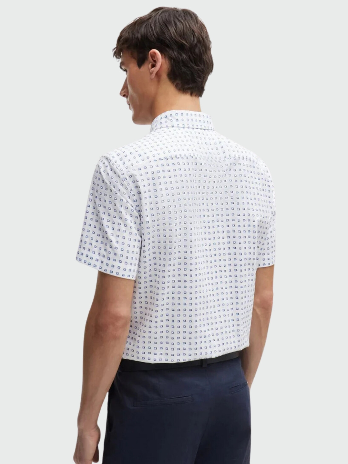 BOSS - Camisa manga corta slim fit, S-ROAN-KEN Blanco