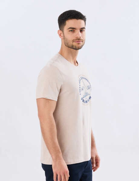 REMERA ESTAMPADA DE ALGODÓN Beige