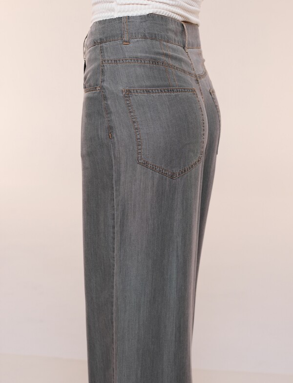 Pantalon Denim Wide Leg GRIS