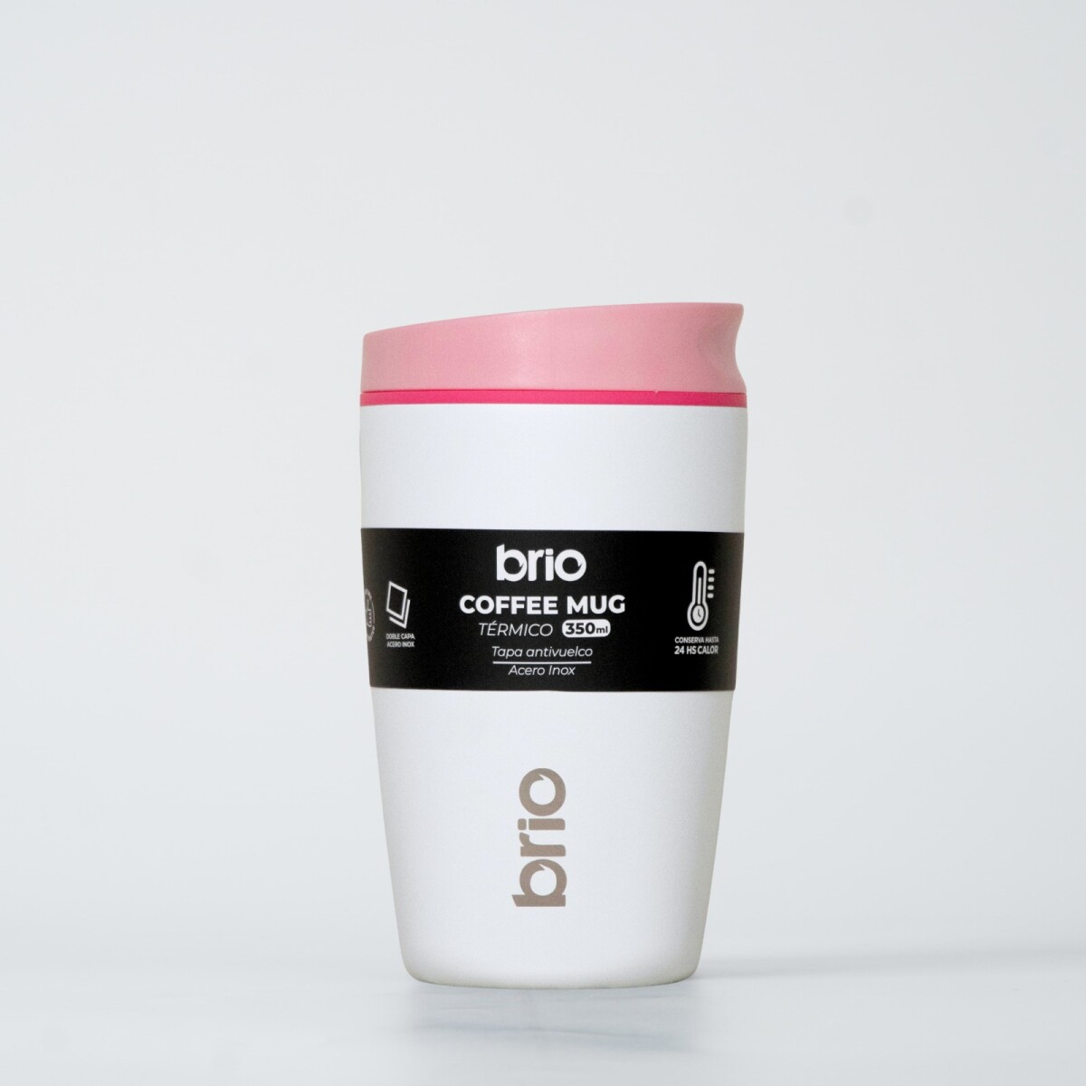 Vaso Térmico Brio Café Jarra Mug 350ml Acero Inoxidable - Blanco 