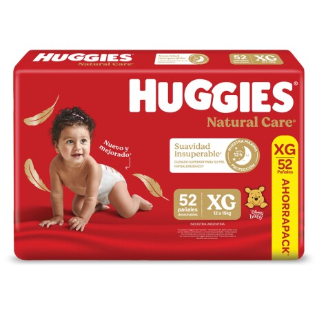 Pañales Huggies Natural Care XG 52 Unidades Pañales Huggies Natural Care XG 52 Unidades