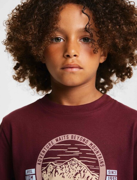 CAMISETA BÁSICA CON ESTAMPA BORDEAUX