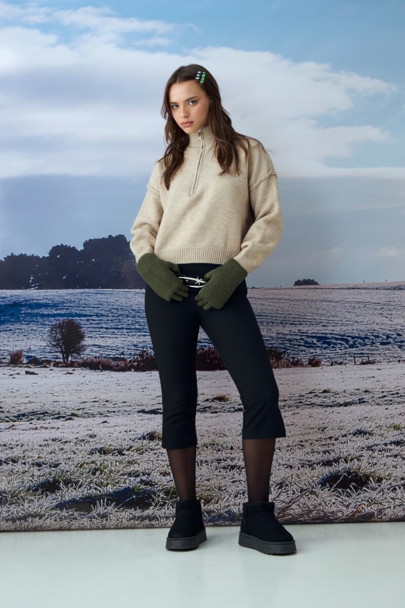 Sweater con cierre beige