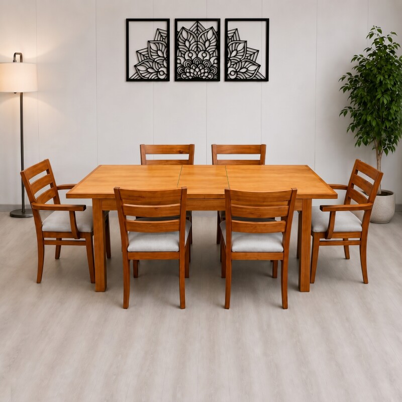 Juego de Comedor Recto extensible con 4 sillas curva ancash más 2 con brazo Juego de Comedor Recto extensible con 4 sillas curva ancash más 2 con brazo