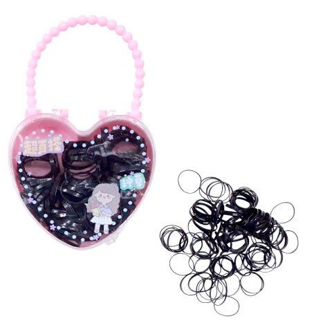 Colitas para el cabello de goma negras carterita corazón Colitas Para El Cabello De Goma Negras Carterita Corazón