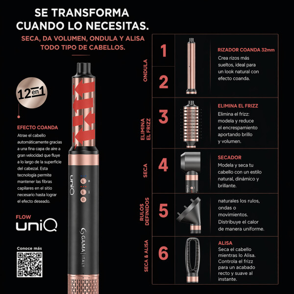 Set De Cepillo Gama Multistyler Flow 12 En 1 CEPILLO GAMA MULTISTYLER UNIQ FLOW 12EN1