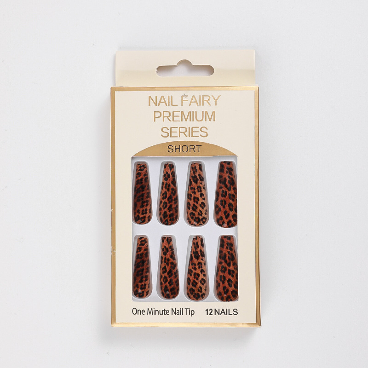 Set De Uñas Postizas Cora Punta Ballerina - Animal Print Felino 