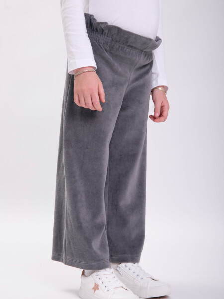 Pantalón plush ancho Gris