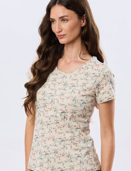 REMERA ESTAMPADA DE ALGODÓN Beige