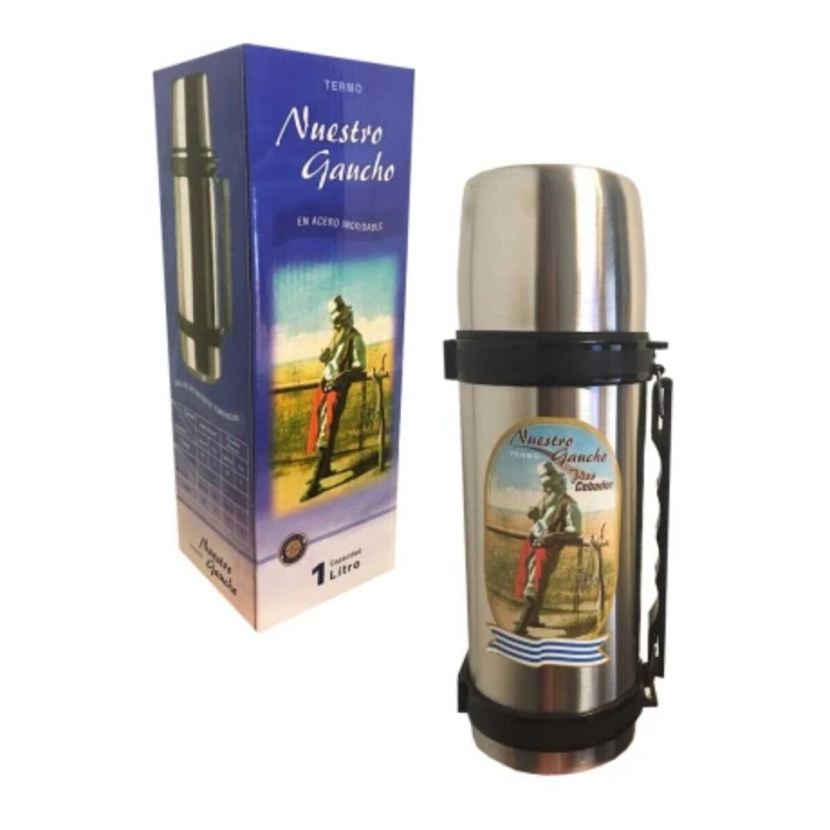 Termo “Nuestro Gaucho” 1 L Acero Inox 