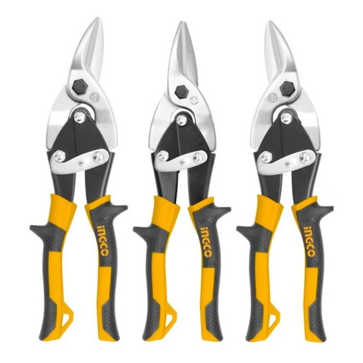 Set de 3 tijeras para chapa en acero Ingco 10" 